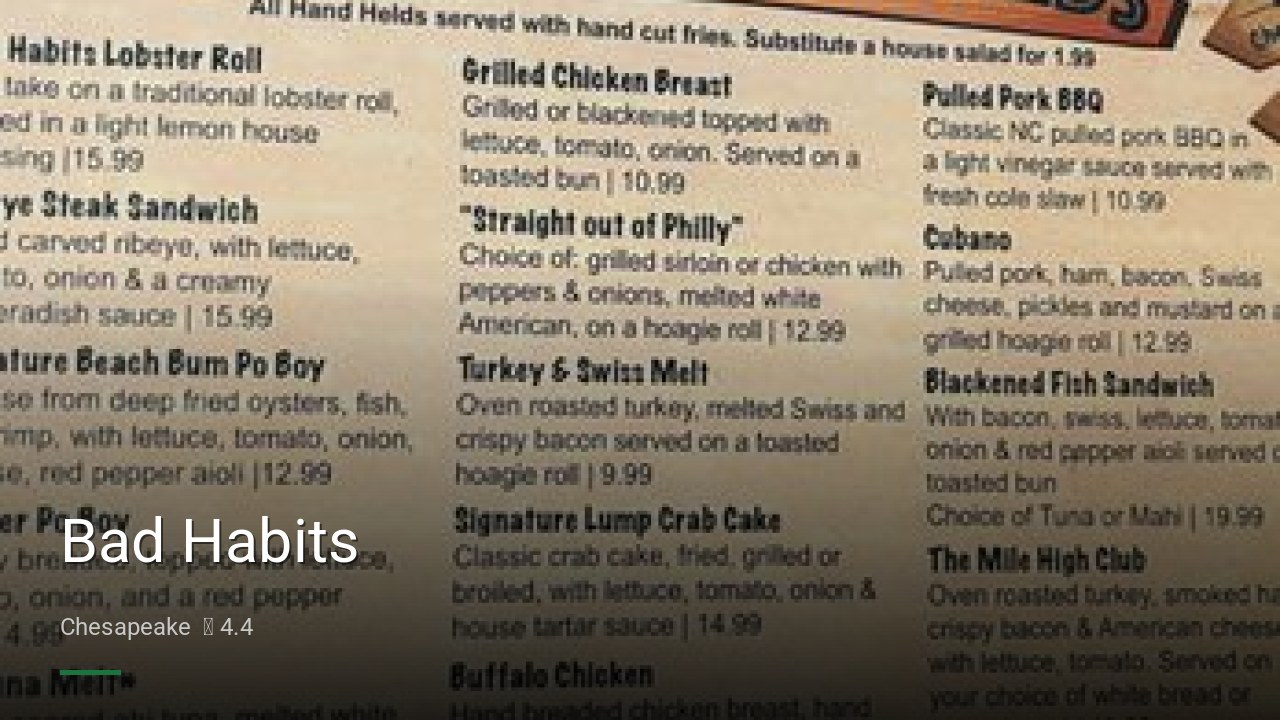 Bad Habits - Sports Bars in Chesapeake