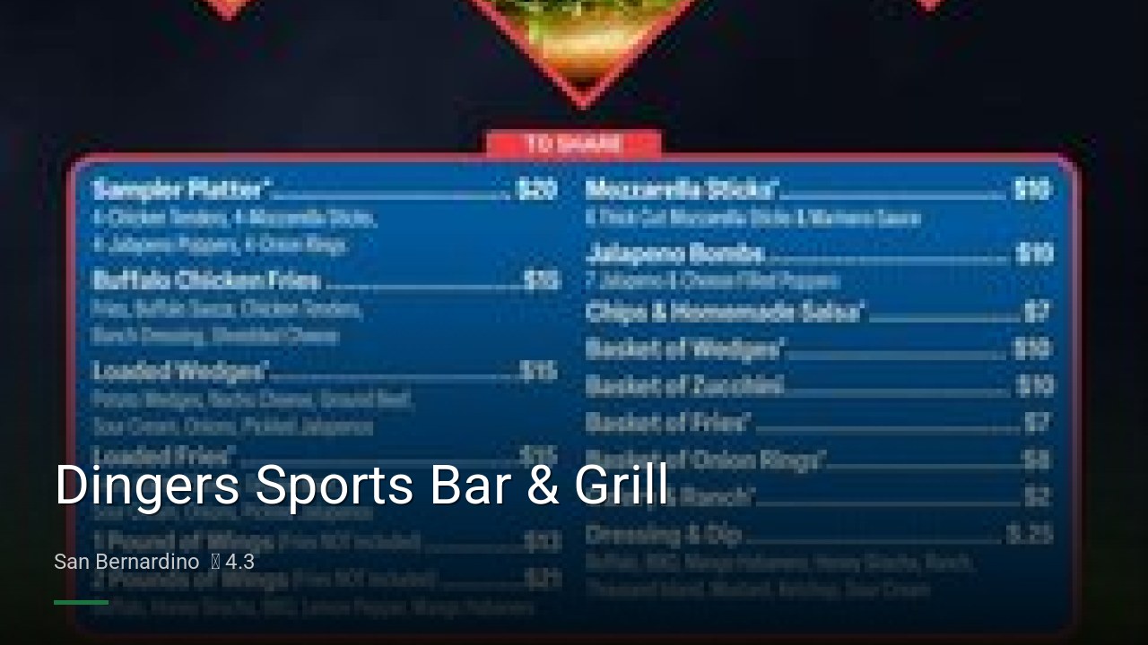 Dingers Sports Bar & Grill - Sports Bars in San Bernardino