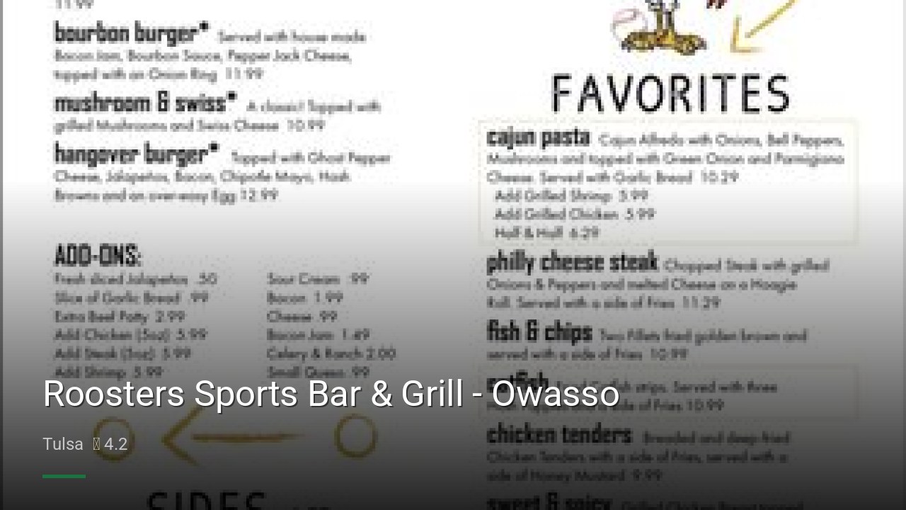 Roosters Sports Bar & Grill - Owasso - Sports Bars in Tulsa